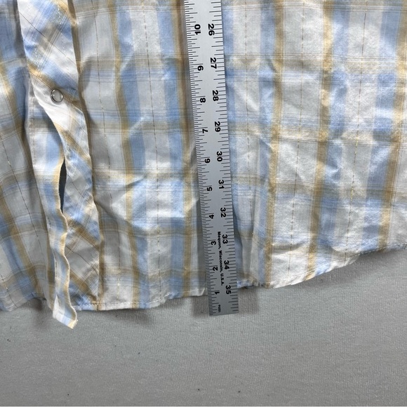 Roper Western Cowboy Button Down Shirt Mens 3XL Tan Blue Plaid Shimmer 2744 - Picture 6 of 8